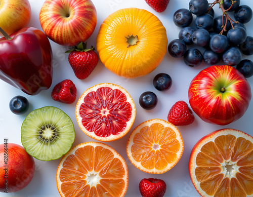 Wallpaper Mural fruit and vegetables top shot minimal background Torontodigital.ca