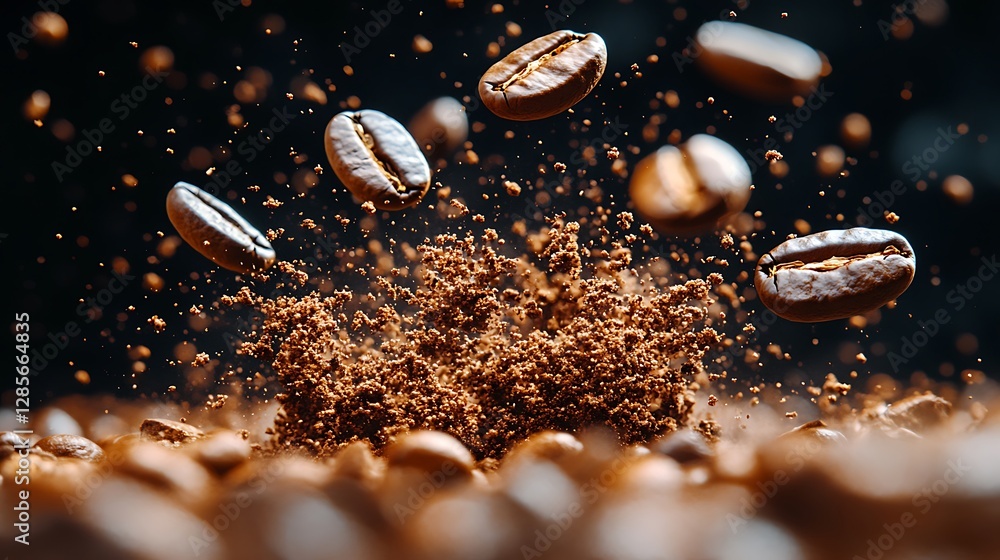 Coffee Beans Splashing on Ground Coffee Beans Splashing on Ground
