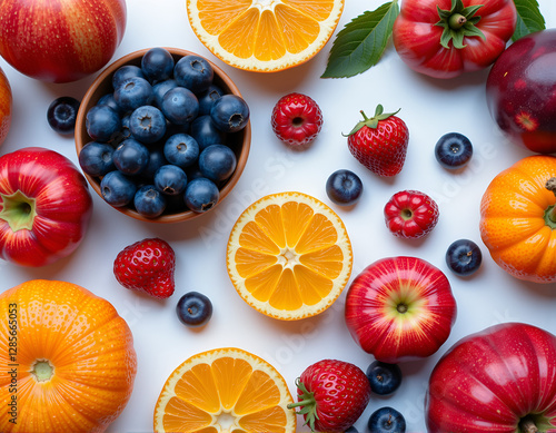 Wallpaper Mural fruit and vegetables top shot minimal background Torontodigital.ca