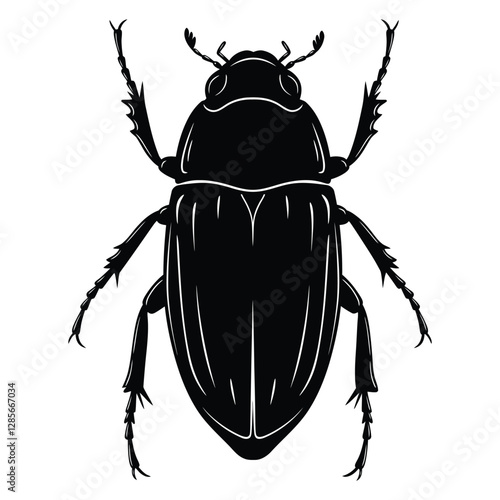 Diving beetle silhouette vector illustration graphic.