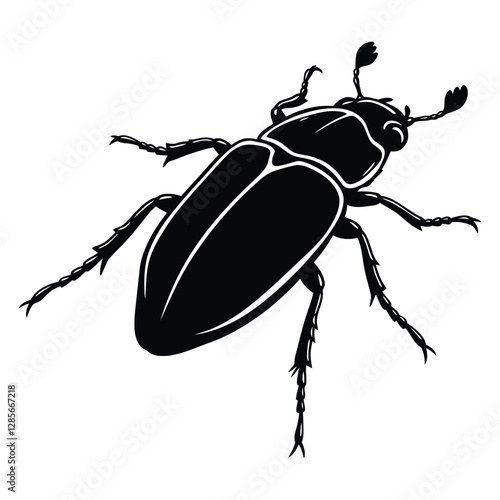 Diving beetle silhouette vector illustration.