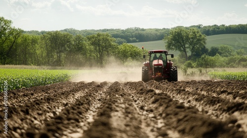 A farmer plants soybean seeds in the soil, preparing the land for soybean farming. This process is essential for the production of soybeans, which are used in various food and industrial applications.