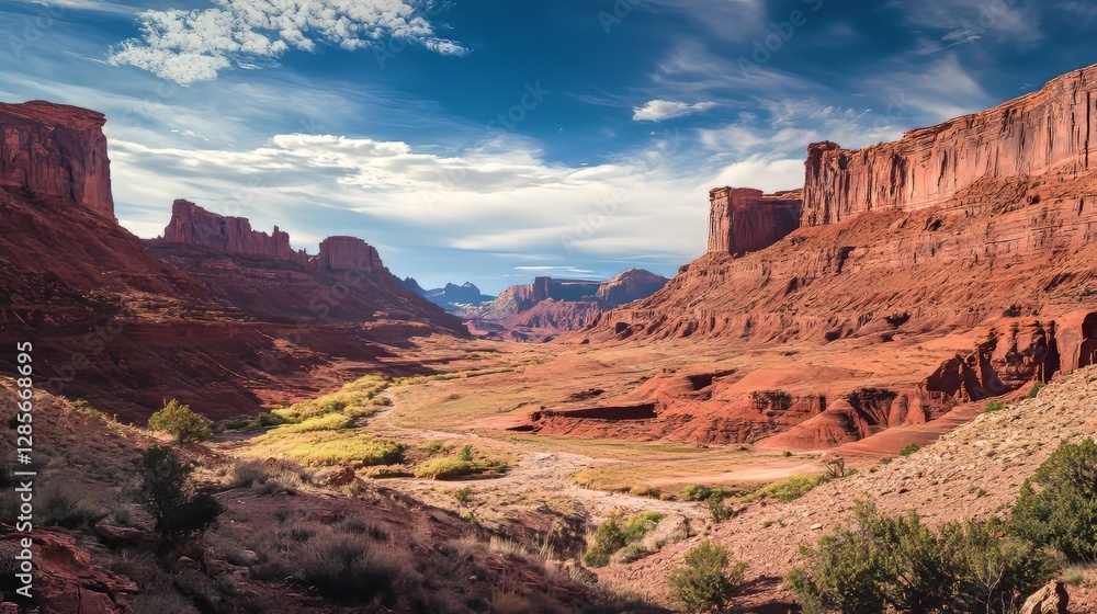 A stunning canyon with towering red rock cliffs and mesas awaits you in southern Utah. A stunning canyon with towering red rock cliffs and mesas awaits you in southern Utah.