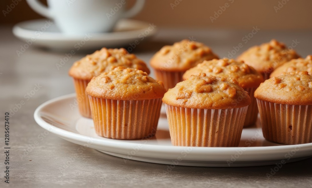 Freshly baked muffins on a plate Freshly baked muffins on a plate