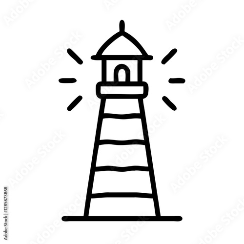 Lighthouse illustration emitting light on white background