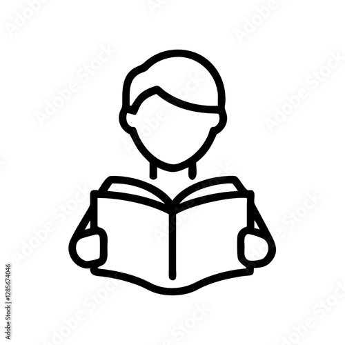 Boy reading a book in a minimalist style