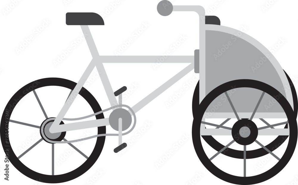 Ilustration of a Pedicab, Traditional Transportation Ilustration of a Pedicab, Traditional Transportation