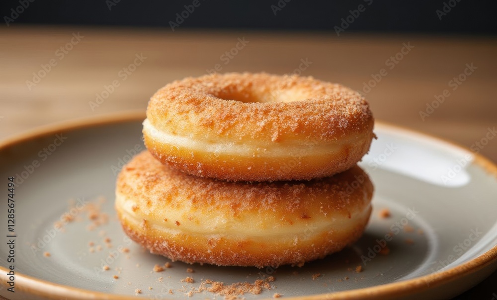Delicious cinnamon sugar donuts stacked Delicious cinnamon sugar donuts stacked