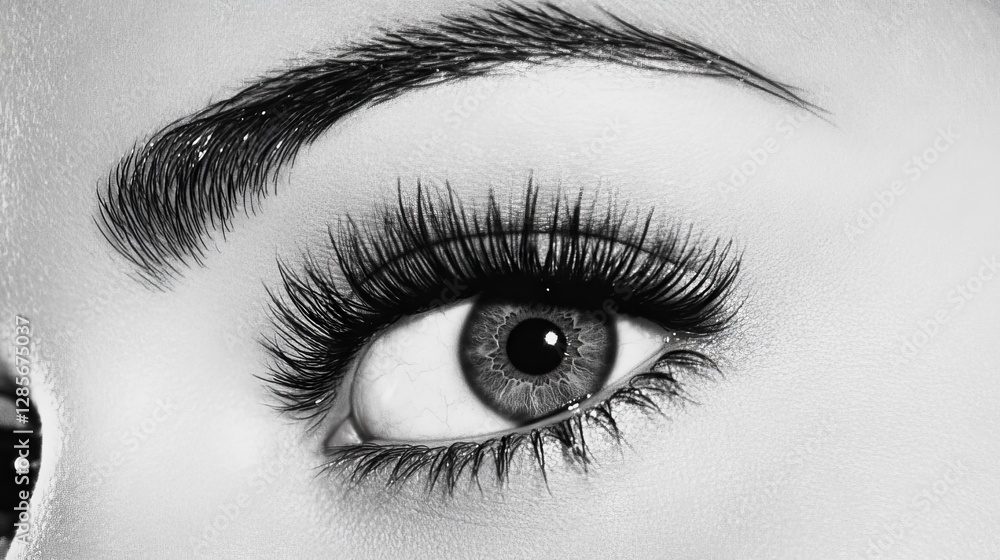 Long, fake eyelashes extend a woman's eyes, making them look bigger and more beautiful. Long, fake eyelashes extend a woman's eyes, making them look bigger and more beautiful.
