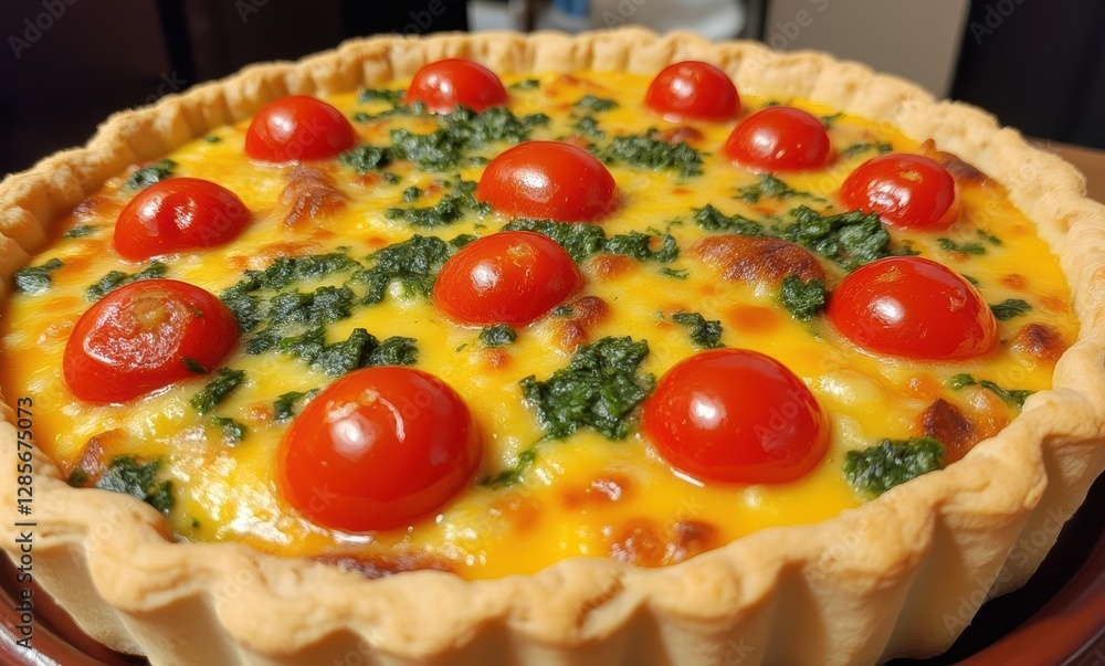 Colorful spinach and tomato quiche Colorful spinach and tomato quiche