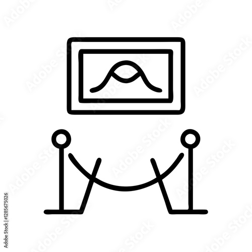 Art exhibition with ropes and an abstract painting