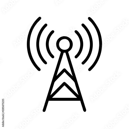 Signal tower icon with radio waves