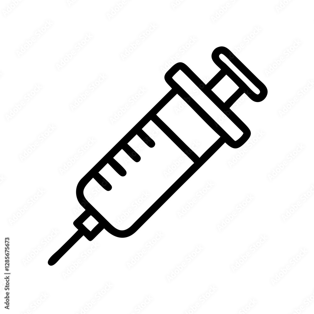 Syringe illustration in black outline style Syringe illustration in black outline style