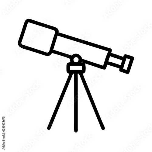 Telescope on tripod for stargazing against white background