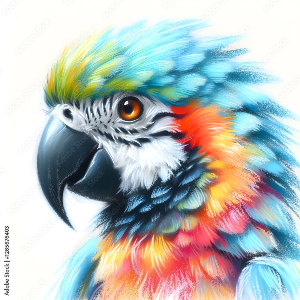Obraz premium 앵무새, 파스텔화, jpeg (Parrot, pastel painting, jpeg)