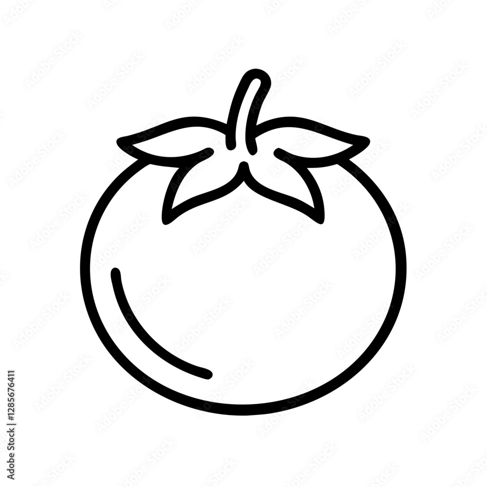 Tomato illustration with leaves on a white background Tomato illustration with leaves on a white background