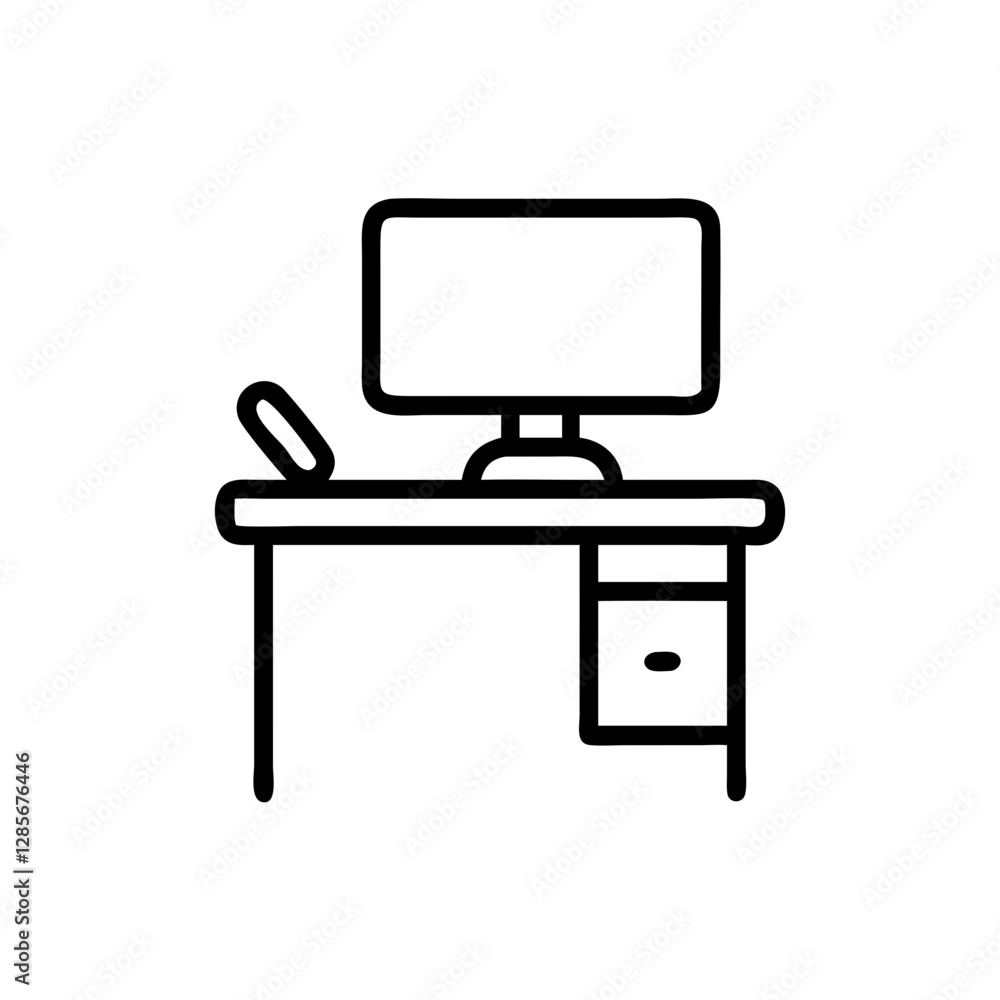 Minimalist desk with computer and office essentials Minimalist desk with computer and office essentials