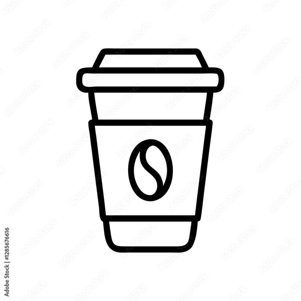 Coffee cup with bean logo on white background Coffee cup with bean logo on white background