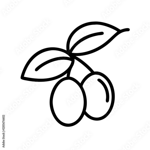 Olive branch with leaves and ripe olives