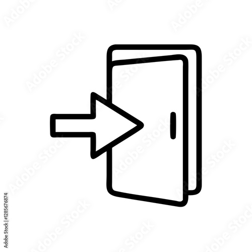 Door opening with arrow pointing inside