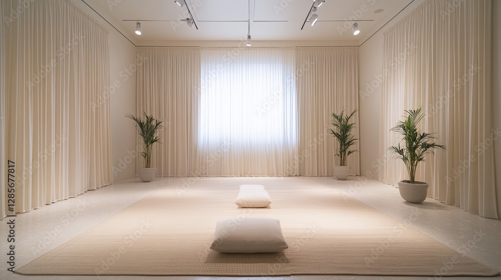 A clean, empty negotiation room styled with neutral tones and soft lighting. background