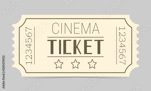 Vintage cinema ticket. Vector illustration of a vintage style cinema ticket with a beige background and brown text
