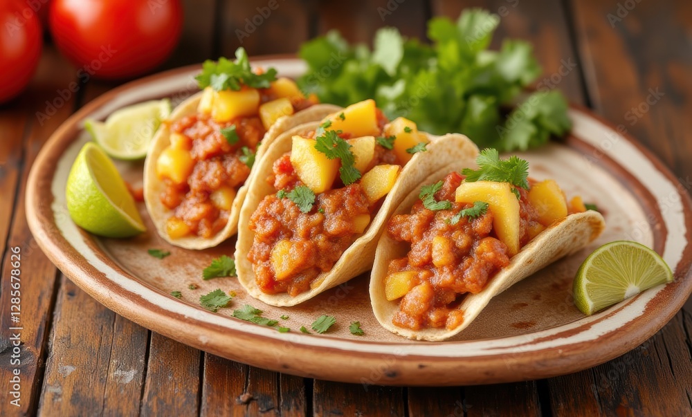 Delicious vegetarian tacos with mango Delicious vegetarian tacos with mango