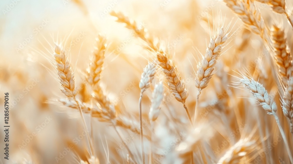 Fototapeta premium Wheat grains up close on a white background