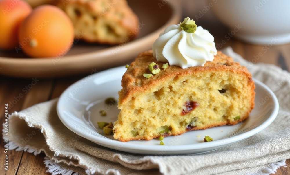 Delicious cake with cream topping Delicious cake with cream topping