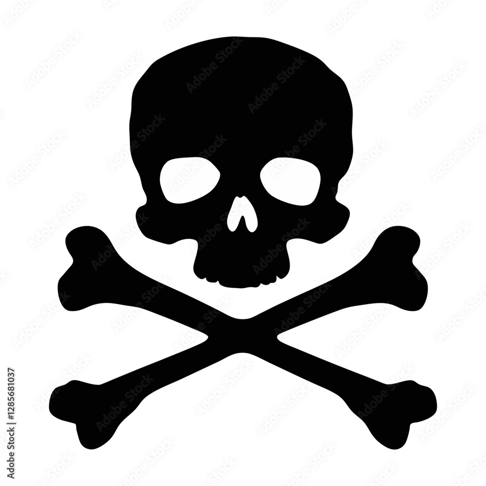 Skull and crossbones silhouette isolated on white background Skull and crossbones silhouette isolated on white background