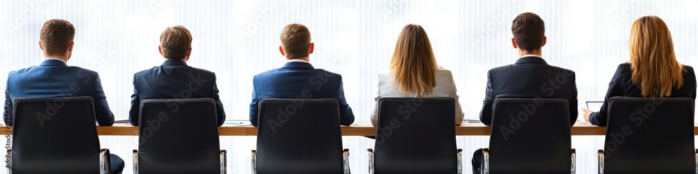 Group of Business Professionals in Formal Attire at Meeting Table Group of Business Professionals in Formal Attire at Meeting Table