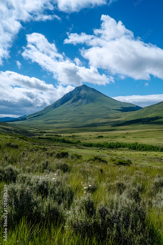Stunning Scottish Highland Landscape with Towering Mountain and Vast Meadows : Generative AI Stunning Scottish Highland Landscape with Towering Mountain and Vast Meadows : Generative AI