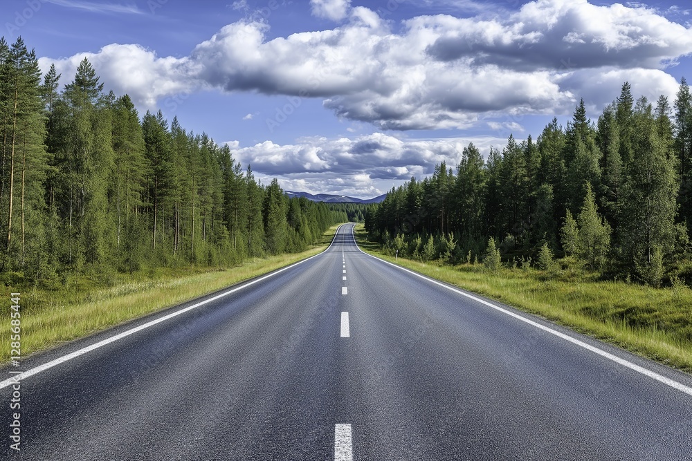 Beautiful asphalt road in the summer, beautiful sky with clouds and forest in the background, beautiful nature in the spring, travel concept. Beautiful asphalt road in the summer, beautiful sky with clouds and forest in the background, beautiful nature in the spring, travel concept.