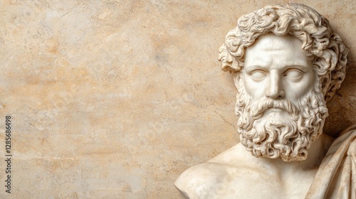 Wallpaper Mural Antique Marble Bust Sculpture of Bearded Man Against Beige Stone Background Ancient Greek Roman Art History Torontodigital.ca