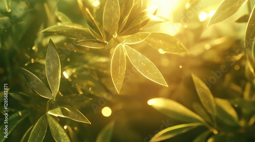 Wallpaper Mural Beautiful abstract view of tree leaves illuminated by golden sunlight, a perfect eco-friendly banner Torontodigital.ca