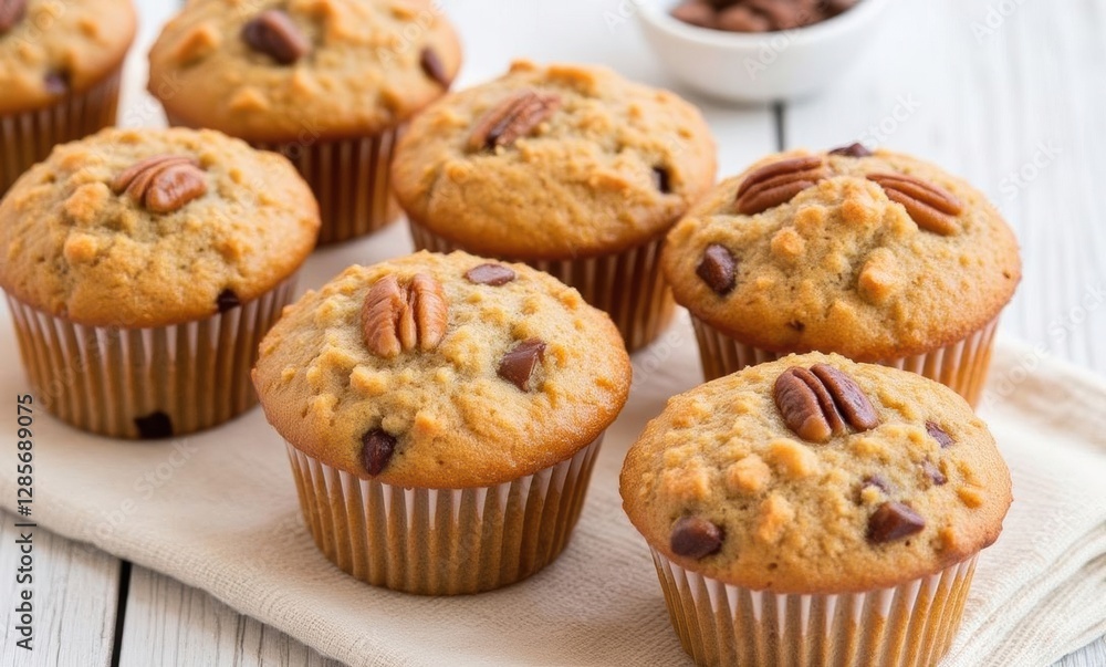 Delicious muffins with chocolate pieces Delicious muffins with chocolate pieces