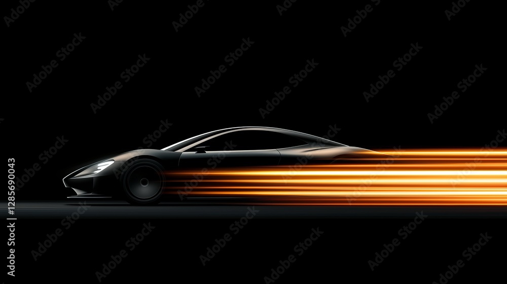 custom made wallpaper toronto digitalA black sports car with orange light streaks on a black background