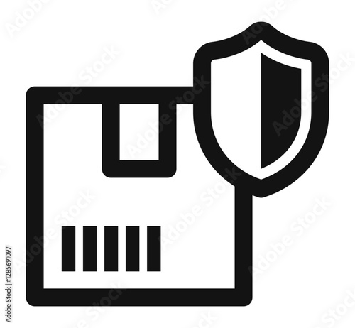 icon a secure package with a shield symbolizing protected shipping or insured delivery.