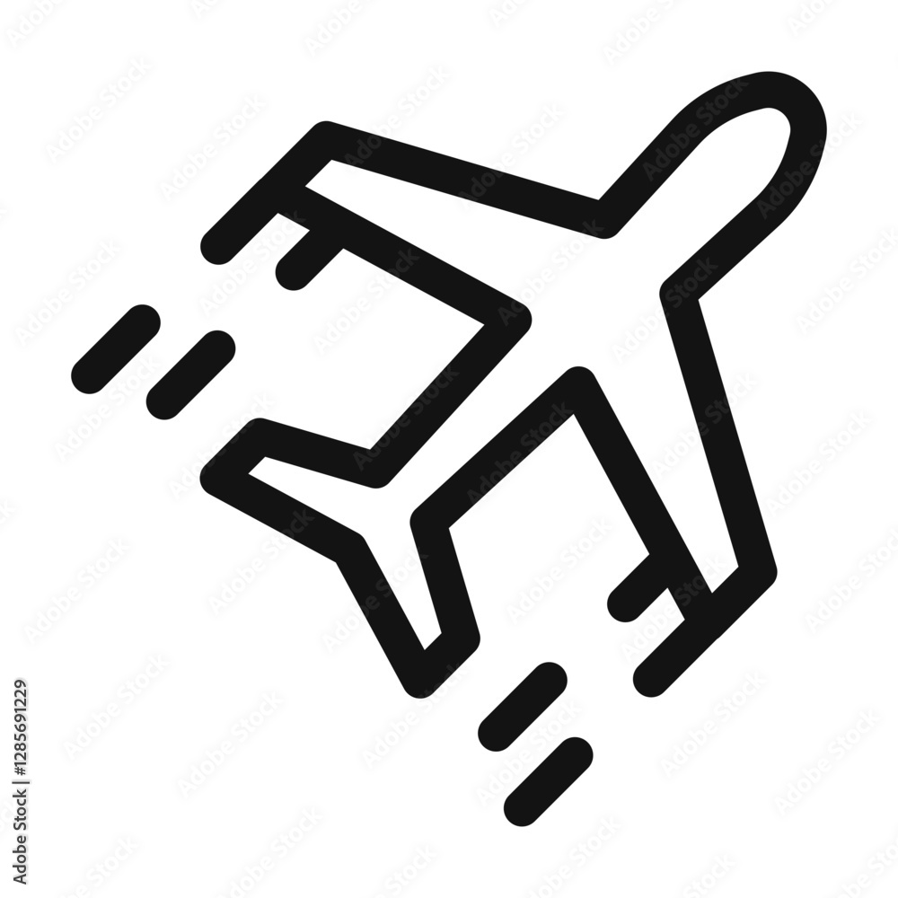 icon of an airplane in motion symbolizing fast air travel or cargo delivery. icon of an airplane in motion symbolizing fast air travel or cargo delivery.