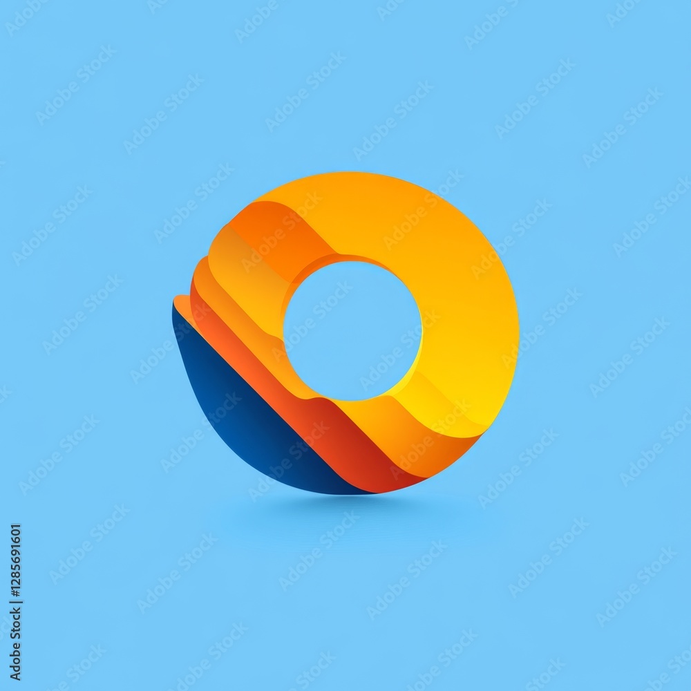 A 3D rendering of the letter O on a blue background