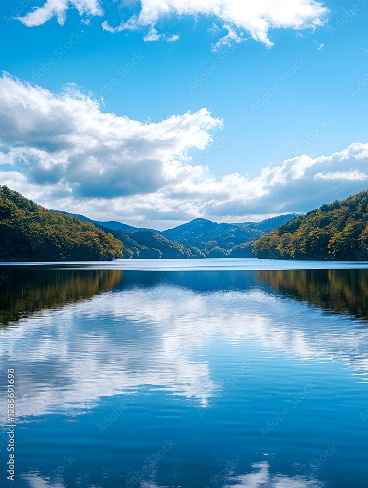Pristine mountain lake landscape with clear blue sky and serene reflections : Generative AI Pristine mountain lake landscape with clear blue sky and serene reflections : Generative AI