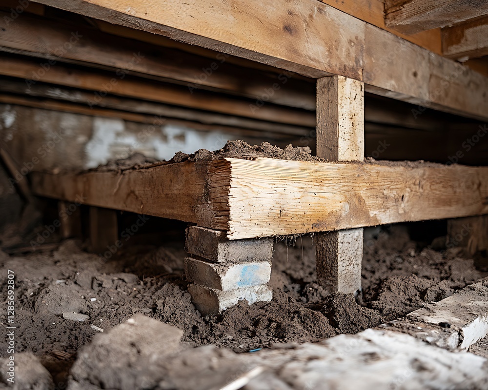 Old Wooden Floor joists and foundation Old Wooden Floor joists and foundation
