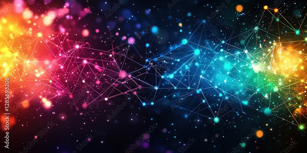 Colorful Abstract Background with Dots and Connecting Lines Colorful Abstract Background with Dots and Connecting Lines