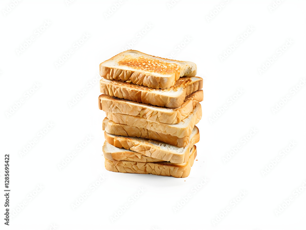 Stack of toast slices isolated on white with clipping path Stack of toast slices isolated on white with clipping path