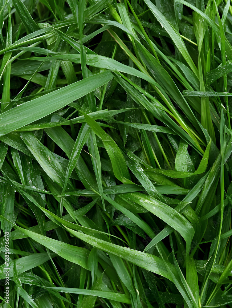Lush Green Grass Blades Up Close with Dew Drops in Morning Light Fresh and Serene Nature : Generative AI Lush Green Grass Blades Up Close with Dew Drops in Morning Light Fresh and Serene Nature : Generative AI
