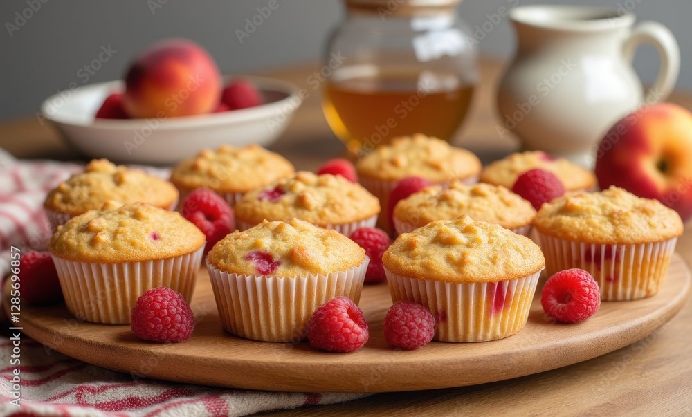 Delicious peach raspberry muffins spread Delicious peach raspberry muffins spread