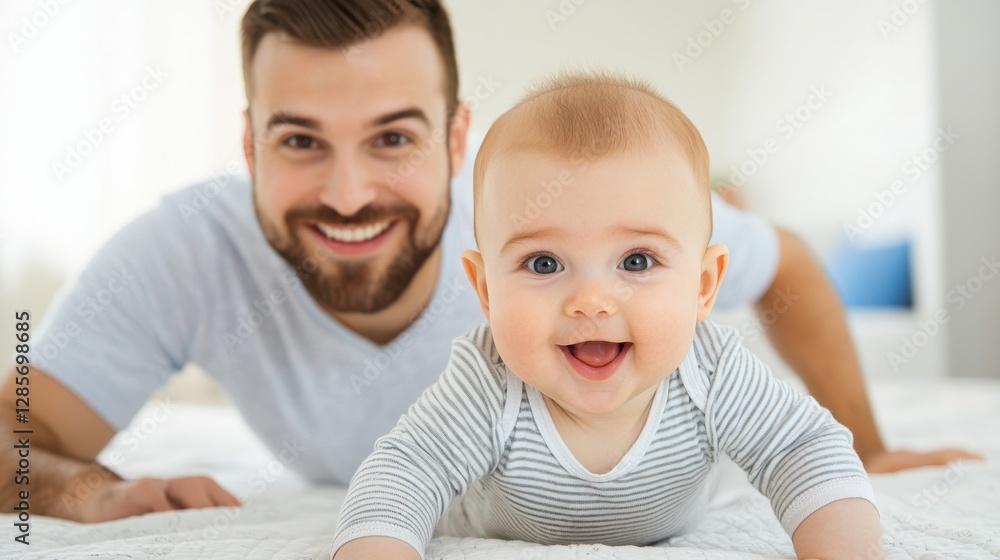 Delightful Daddy Baby Bonding Moment in Cozy Nursery Setting Delightful Daddy Baby Bonding Moment in Cozy Nursery Setting