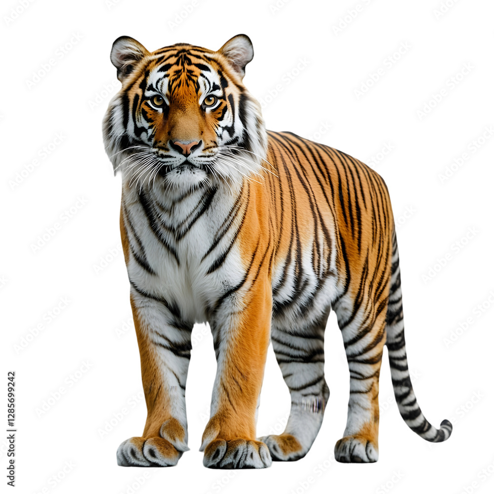 Obraz premium Bengal tiger standing isolated die cut 