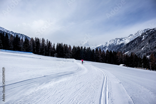 Obraz na płótnie Eine Runde Langlaufen in der Südtirol-Arena von Antholz im wunderschönen Antholzer Tal - Südtirol - Italien w salonie