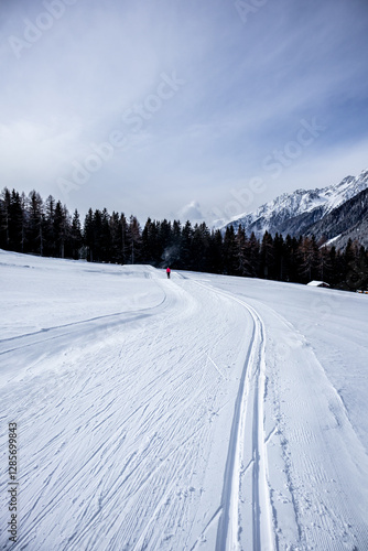 Obraz na płótnie Eine Runde Langlaufen in der Südtirol-Arena von Antholz im wunderschönen Antholzer Tal - Südtirol - Italien w salonie